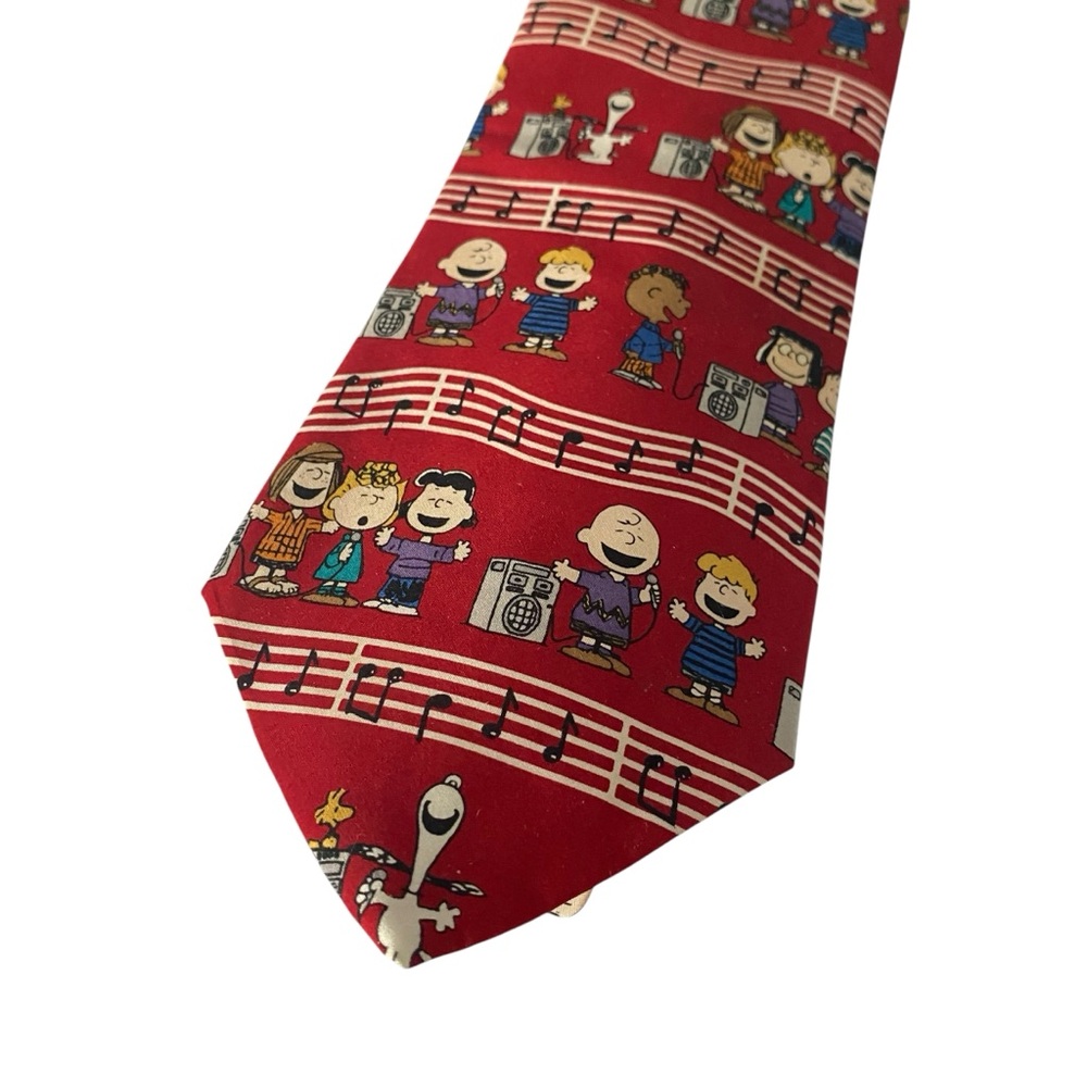 Peanuts Karaoke Musical Vintage 100% Silk Red Tie - Excellent Condition